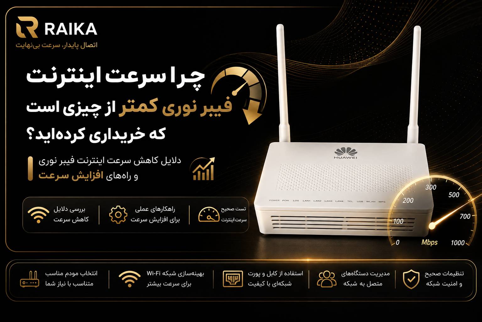 چرا سرعت اینترنت فیبر نوری کمتر از سرعت خریداری‌شده است؟